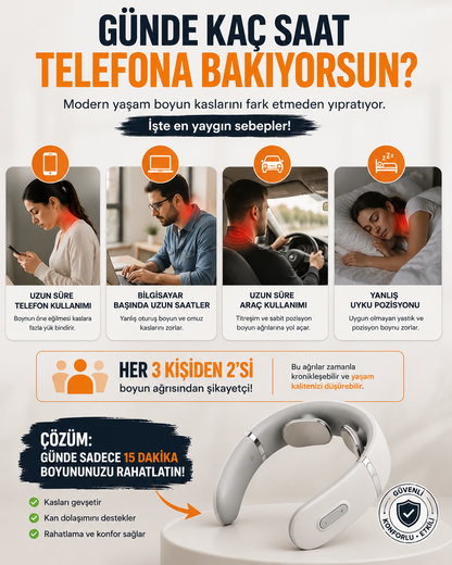 Nexora™ NeckRelief Pro – Boyun Ağrısı ve Kas Gerginliği İçin Akıllı Masaj Cihazı