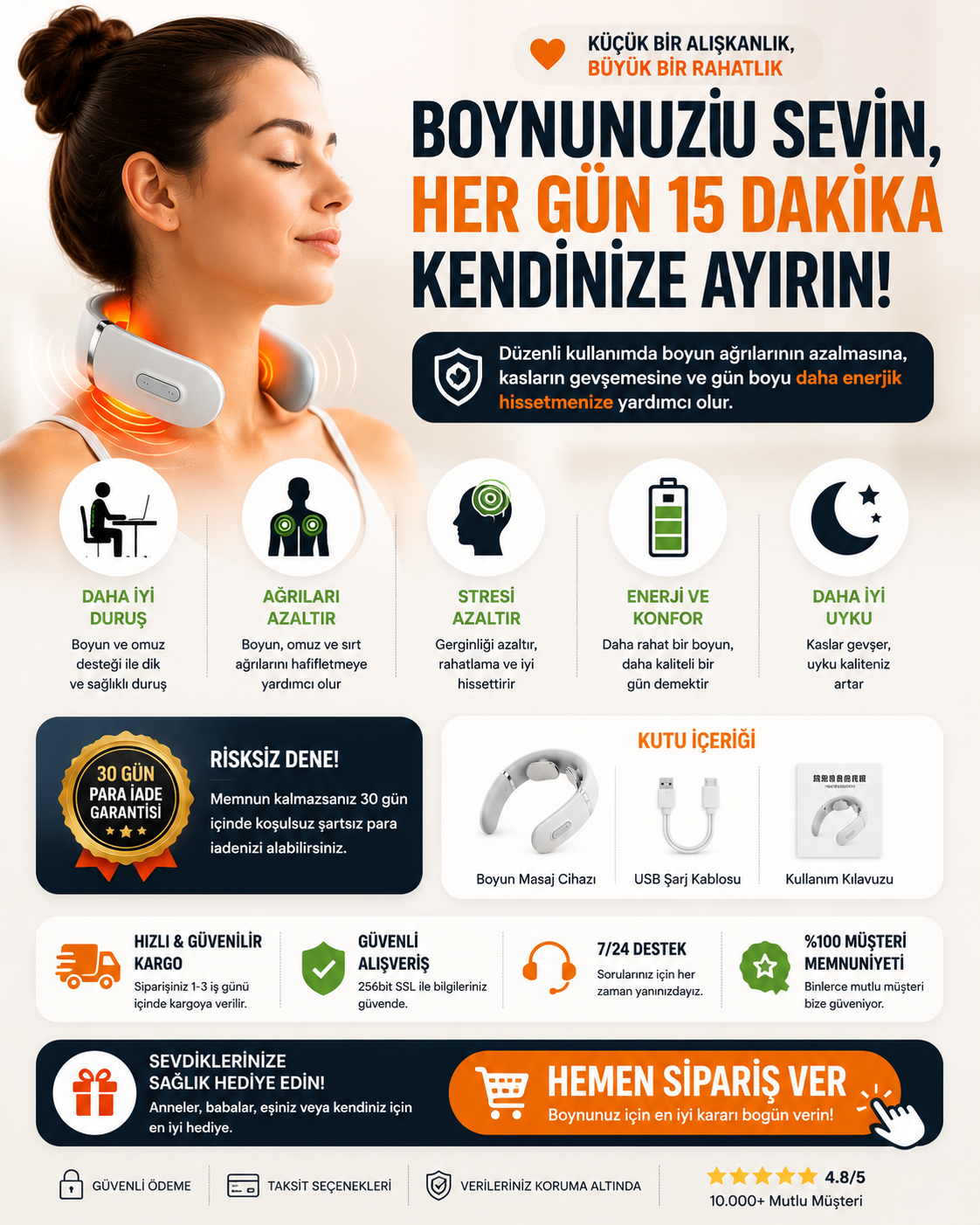 Nexora™ NeckRelief Pro – Boyun Ağrısı ve Kas Gerginliği İçin Akıllı Masaj Cihazı