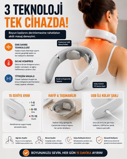Nexora™ NeckRelief Pro – Boyun Ağrısı ve Kas Gerginliği İçin Akıllı Masaj Cihazı